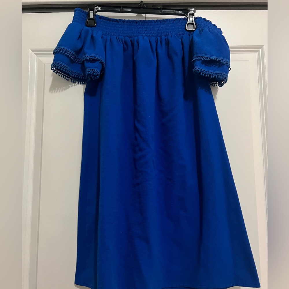 Blue off the shoulder dress/swimsuit cover up